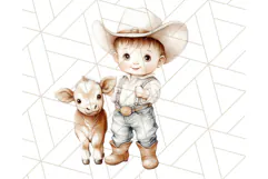 Cowboy Clipart PNG, Kid Western Country Graphic Product Image 2