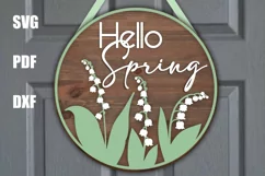 Hello Spring door sign | Lily of the Valley Door hanger Product Image 1