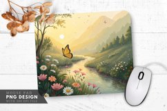 Enchanted Valley with Butterfly and River Mouse Pad PNG Product Image 1