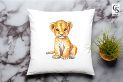 Cute Lion Cub Watercolor Clipart Sublimation PNG Product Image 2