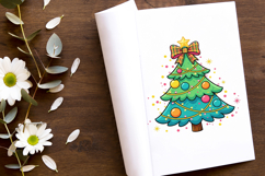 Colorful Coquette Pink Christmas Tree Merry and Bright Png Product Image 2