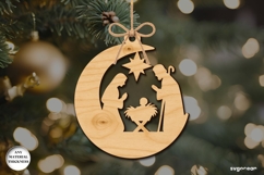 Nativity Moon Ornament Laser Cut | Glowforge | SVG Product Image 1