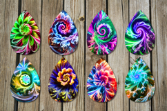 Abstract bright earring | 8 Teardrop sublimation designs Product Image 2