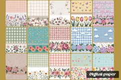Floral Gingham Digital Paper Product Image 2