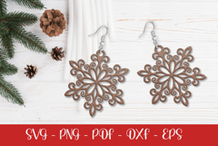 Christmas Snowflake Earring SVG |Laser Cut Files Product Image 1