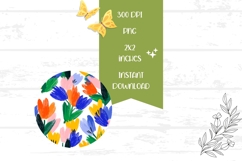 Abstract Tulips Round Earrings Sublimation Design Product Image 2