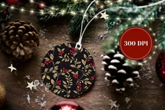 Floral Christmas Gift Tag PNG, Embroidery Christmas Ornament Product Image 2
