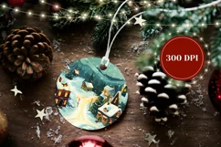 Cartoon Village Ornament Design, Cozy Winter Ornament PNG Product Image 2