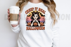 Creep It Real, Vintage Spooky Gothic Halloween Girl PNG Product Image 2