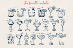 Hand Drawn Cocktail BUNDLE Line Art SVG | Vintage Drink PNG Product Image 2
