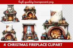 Cozy Christmas Fireplace Clipart | Holiday Mantel &amp; Winter Product Image 1