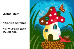Cross stitch mushroom house pattern, fantasy amanita home Product Image 2