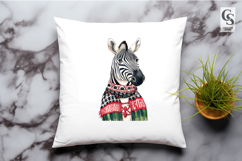 Cozy Zebra Winter Scarf Watercolor Clipart Sublimation PNG Product Image 3