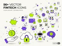 56 Fintech Finance Technology Icon Bundle EPS Web UI Design Product Image 2