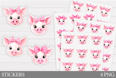 Cute Pig Sticker Design. Pig Sticker Printable Product Image 1