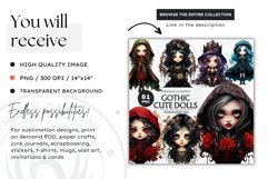 Green Gothic girl sublimation, Cute Gothic dolls Clipart Product Image 3