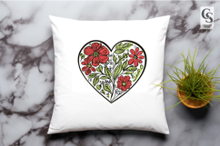 Floral Folk Art Heart Clipart Sublimation PNG Product Image 3