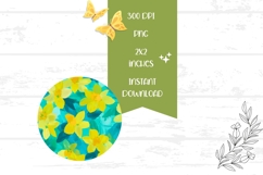 Narcissus Earrings Design, Art Flowers Round Earrings PNG Product Image 2