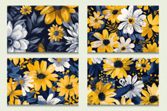 Navy &amp; Yellow Daisy Floral Cutting Boards sublimation Design Product Image 2