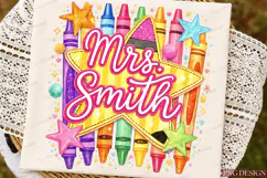 Mrs Smith Teacher PNG, Colorful Crayon Star Shirt Graphic Product Image 4