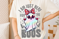 I am Just Here For The Boos Png, Wine Lover Halloween Png. Product Image 2