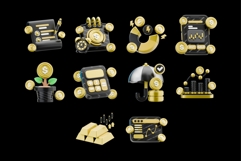 Gold Finance 3D Icon Set Product Image 2