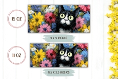 Cartoon Cat Mug Print, Flowers Mug, Tuxedo Cat With Flowers Product Image 2