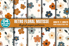 Retro floral matisse pattern Digital Paper Background PNG Product Image 2