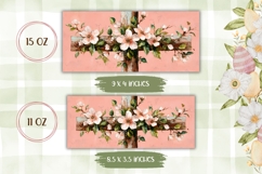 Floral Christian Cross Mug Wrap, Easter Mug Sublimation Product Image 2
