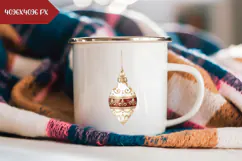 Boho Christmas Ball Illustration, Gold Christmas PNG Product Image 2