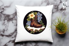 Floral Cottage Boots Clipart Sublimation PNG Product Image 3
