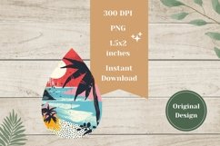 Tropical Teardrop Earrings Template, Summer Sublimation PNG Product Image 2