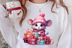 Cute Pink Christmas Animals Clipart Sublimation Product Image 2