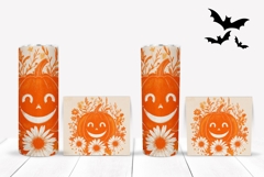 Floral Halloween Pumpkin Tumbler, Floral Tumbler Template Product Image 2