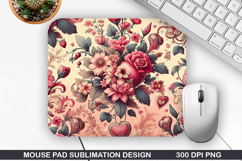 Flower Wallpaper Mouse Pad, Valentine Mouse Pad PNG Design Product Image 1