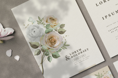 wedding invitation card set with roses flower watercolor Product Image 2