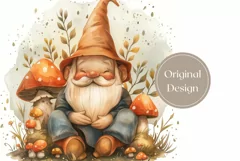 Watercolor Gnome Tumbler Wrap, Fall Mushrooms Tumbler PNG Product Image 2