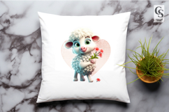 Cute Lamb Floral Heart Clipart PNG Product Image 3