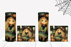 Kawaii Halloween Witch Tumbler, Spooky Pumpkins Tumbler Product Image 2