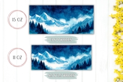 Watercolor Night Sky Mug Sublimation, Forest Mug Wrap Design Product Image 2