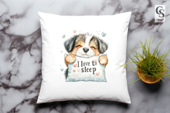 Cute Puppy I Love to Sleep Pillow Quote Dog Clipart Product Image 2