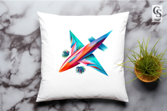 Colorful Geometric Airplane Jet Clipart Sublimation PNG Product Image 2