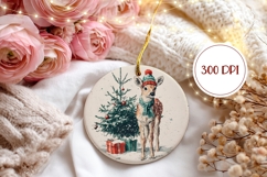 Vintage Christmas Deer Ornament PNG, Winter Ornament Product Image 2