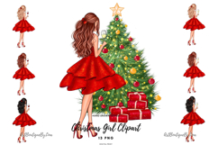 Christmas Girl Clipart Set | 13 PNG Holiday Fashion Woman Product Image 1