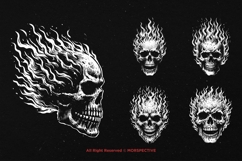 10 Bundle Dark Art Flamming Skull Fire Burning Tattoo Product Image 3