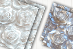 White and Cream Rose Digital Paper Product Image 2