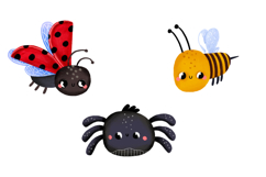 Cute Bugs Clipart, Hand Drawn Baby Insects Graphics Product Image 3