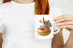 Cute Donut Illustration, 3D Donut PNG, 3D Unicorn PNG Product Image 2