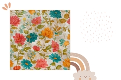 Pillow Case Template, Cute Flowers Pillow Sublimation Product Image 2