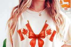 Vintage Canadian Flag Png | Retro Canada Day Coquette Shirt Product Image 2